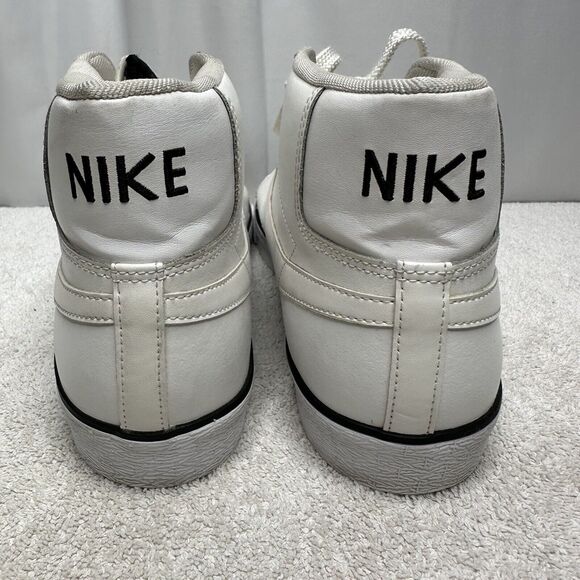 Nike Blaze Mens Sneaker MID TOP Triple White Leather Swoosh Size 11.5 - Picture 3 of 16